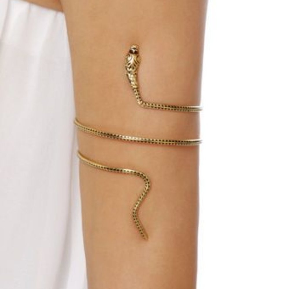Bohemian Egyptian Goddess Gold scales snake Arm cuff Bracelet *ONE SIZE* Adjusts